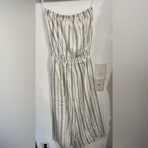 Hem & Thread Cream and Navy Striped Strapless Jumpsuit